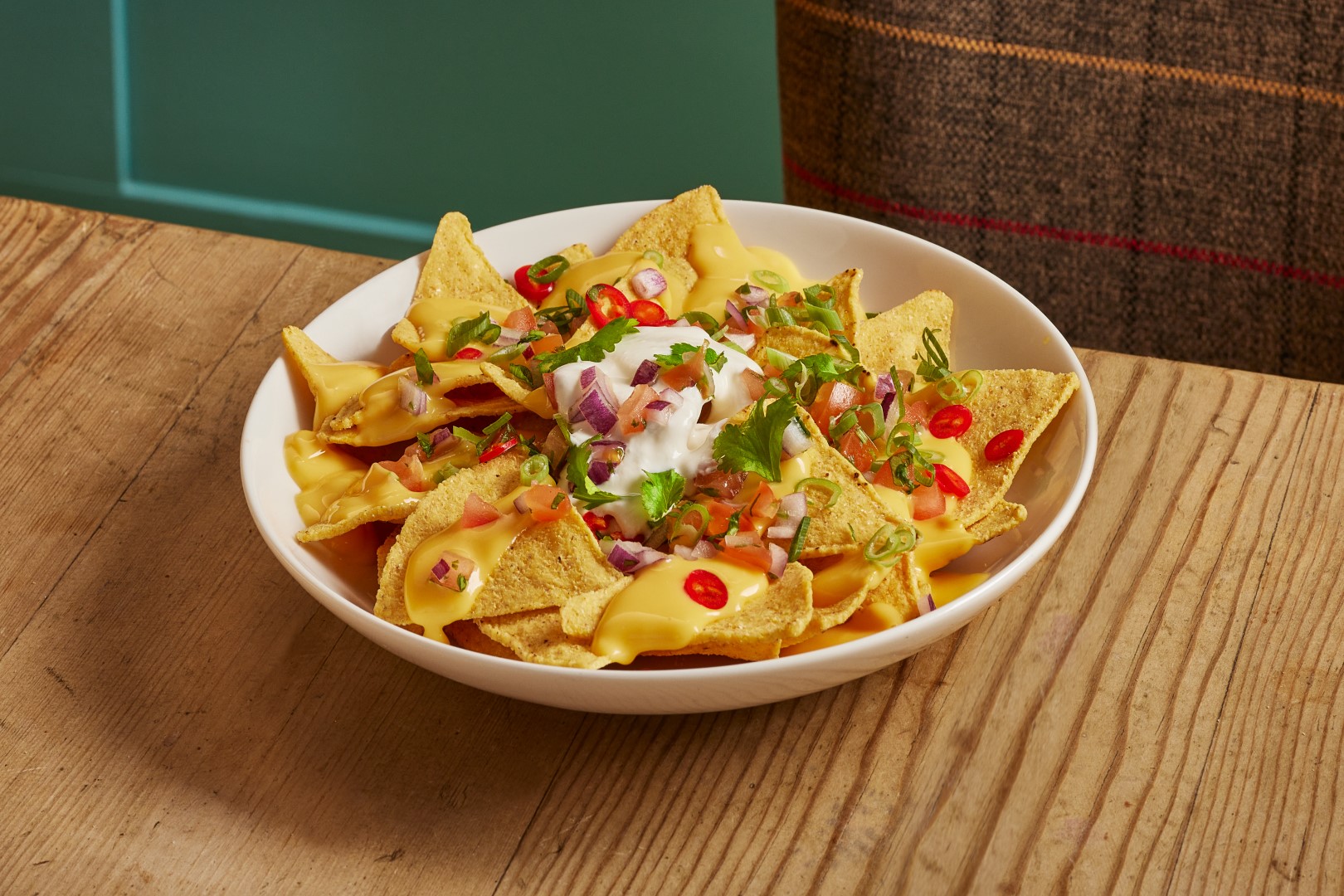 Table Table Loaded Nachos With cheese, red chillis, tomato salsa and reduced-fat soured cream